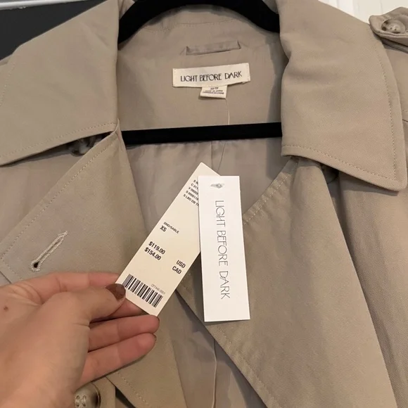 NEW NWT Urban Outfitters Light Before Dark Double Breasted Trench Coat XS - Picture 6 of 6